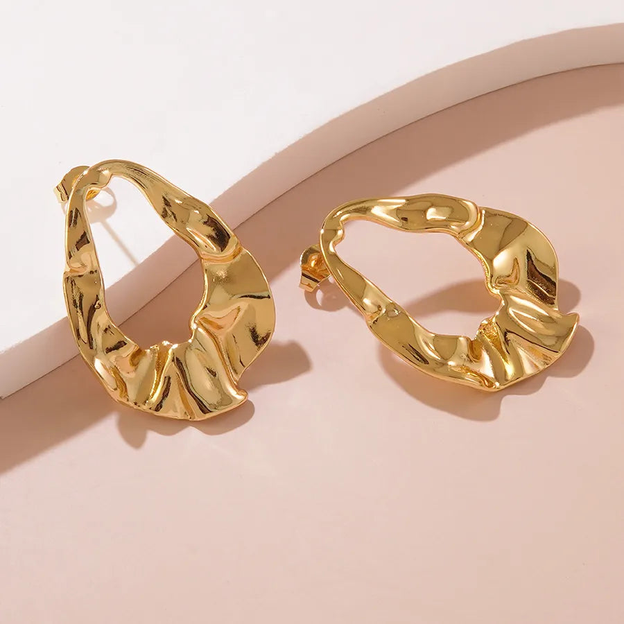 1 Pair IG Style Exaggerated Simple Style Irregular Geometric Round Irregular Hollow Out 304 Stainless Steel Imitation Gold  Ear Studs