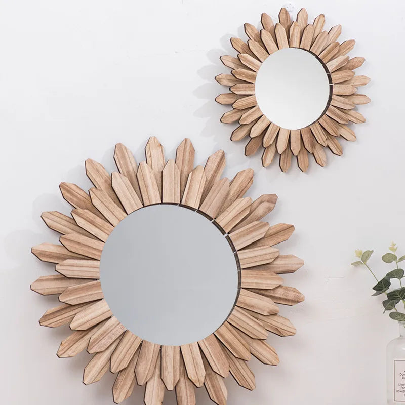 European-style Solid Wood Handmade Decorative Hanging Mirror Homestay Bar Hallway Decorative Hanging Mirror Film and Television Shooting Props Creative Hanging Ornaments