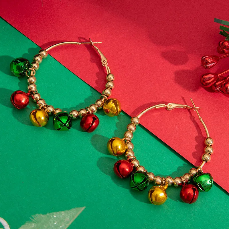 Christmas Bell Beads Colorful Minimalist Design Sensation Earrings Geometric Pattern Alloy Christmas Style For Women