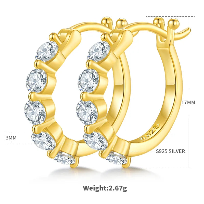 1 Pair 1.0ct Round Brilliant 18K Gold Plated Moissanite VVS1-VVS2 Round Earrings Colorless(DEF)