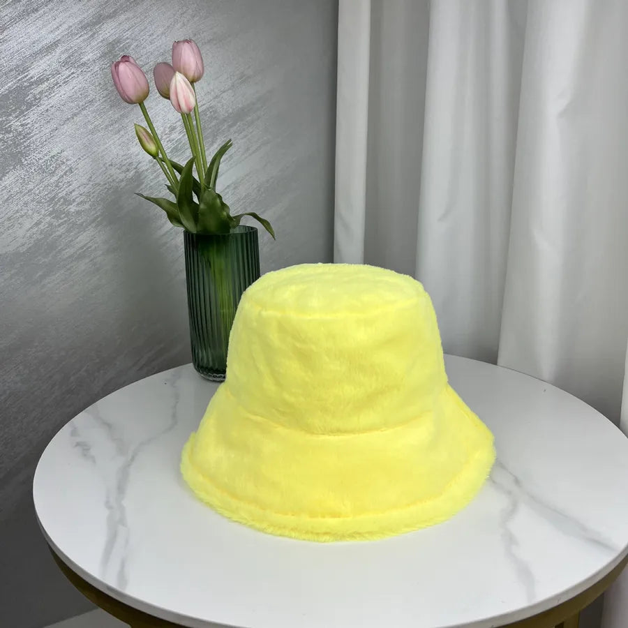 women's basic solid color curved eaves bucket hat