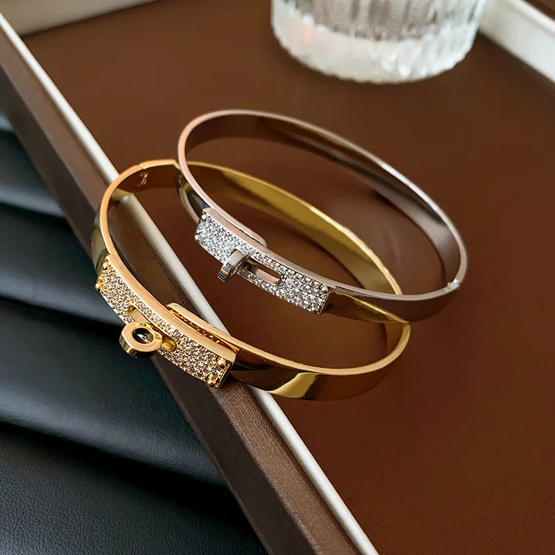 Retro Simple Style Geometric Titanium Steel Bangle In Bulk