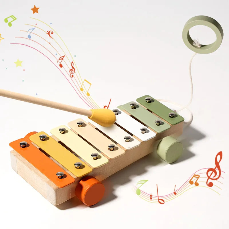 Wooden Rattles Set Baby Early Education Intelligence Training Toys Gripping Practice Orff Instruments Soothing Playthings