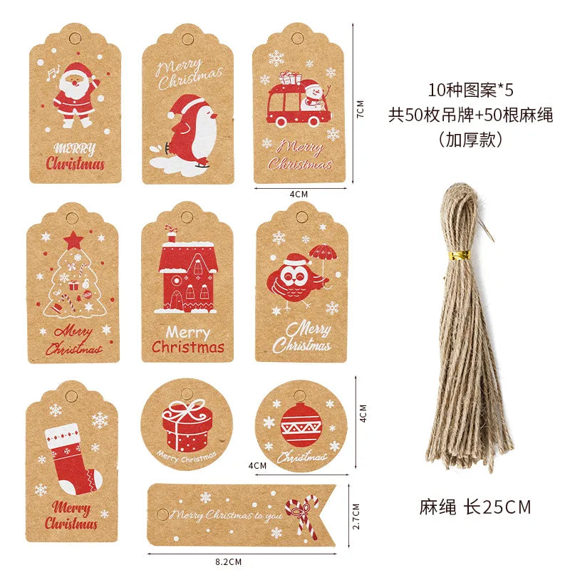 Christmas Fashion Christmas Tree Santa Claus Snowman Kraft Paper Party Hanging Ornaments