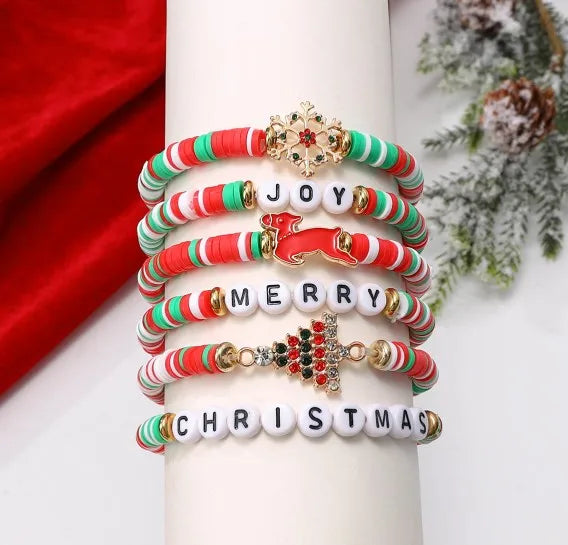 Simple Style Pumpkin Spider Bat soft clay Beaded Bracelets Christmas Wholesale