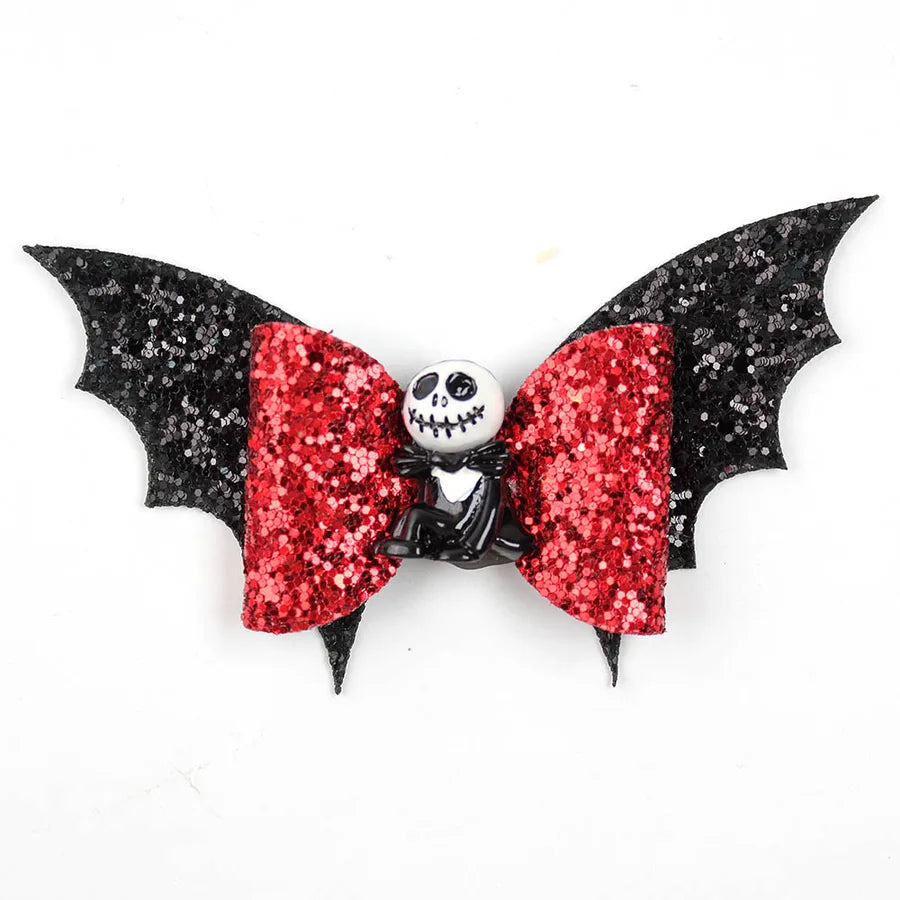Creative Halloween Double Layer Small Bat Wings Butterfly Knot Hair Clip Funny Children's Hair Accessories Pumpkin Pattern