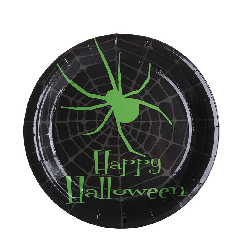 halloween simple style pumpkin spider paper festival tableware