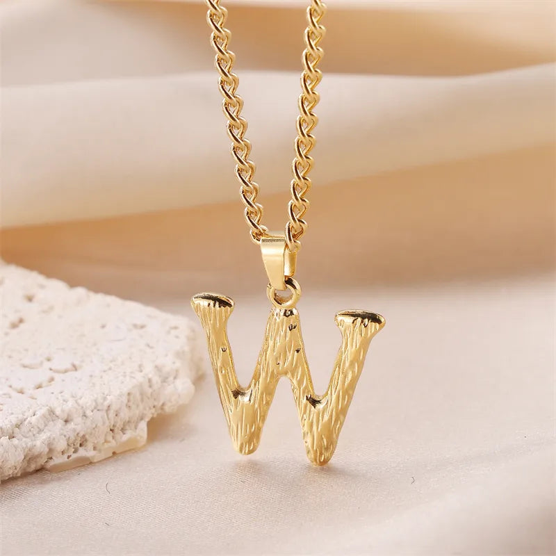 Wholesale Jewelry Sweet Simple Style Artistic Letter 201 Stainless Steel 304 Stainless Steel 18K Gold Plated Plating Pendant Necklace