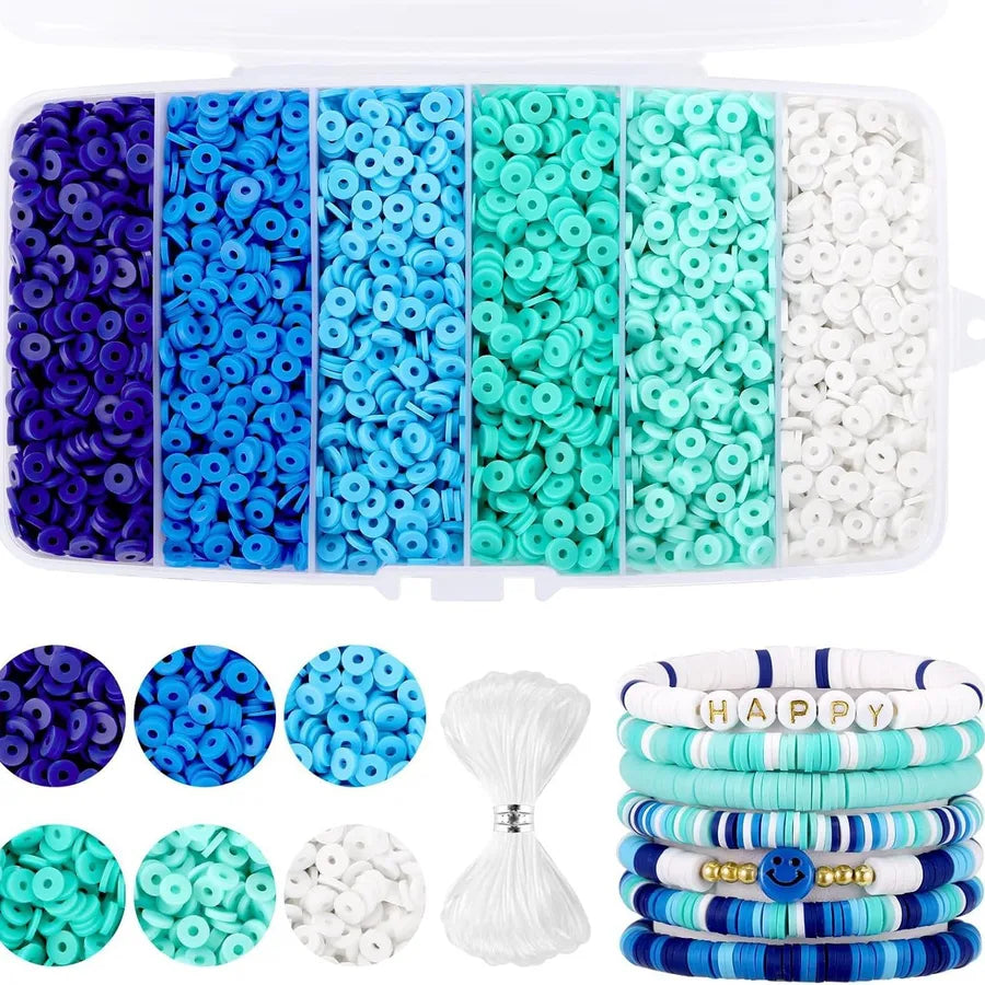 1 Set Glass soft clay Letter Solid Color Beads Rope