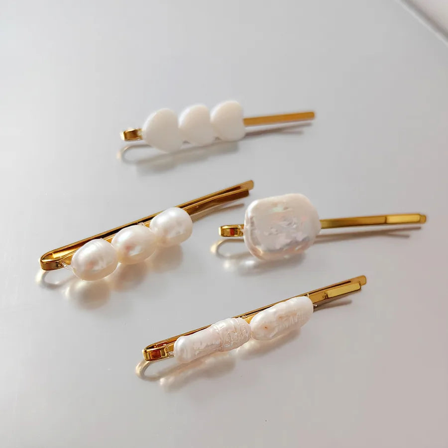 IG Style Women's Asymmetrical Baroque Pearls Metal Hair Clip