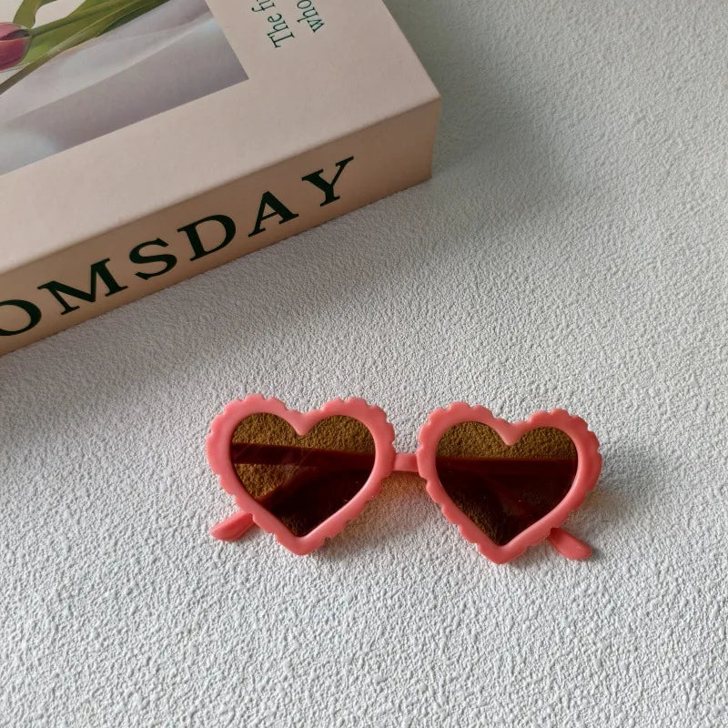 Sweet Simple Style Heart Shape UV400 Protection Resin Special-Shaped Mirror Full Frame Kids Sunglasses