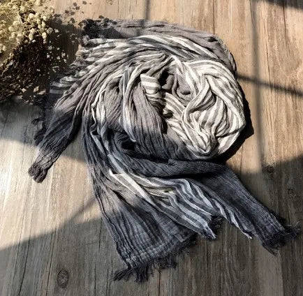 women's fashion stripe cotton tassel cotton linen scarves