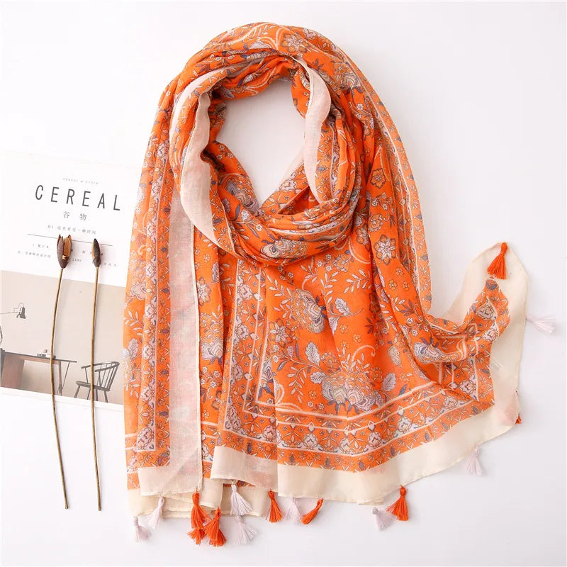 new scarf retro stitching bohemian cashew print silk scarf sunscreen yiwu wholesales