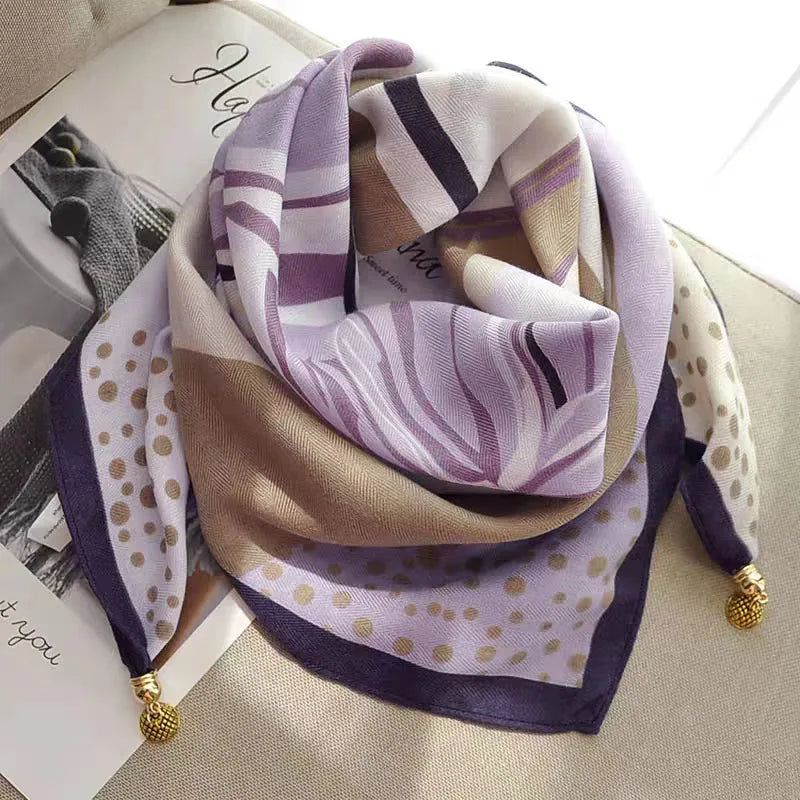 Women's Simple Style Color Block cotton and linen Silk Scarf