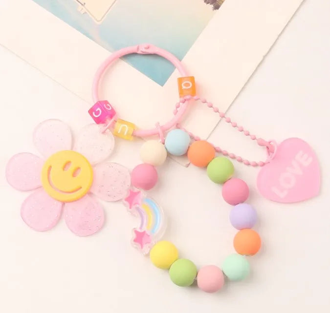 sweet Smile face flower resin women's bag pendant keychain