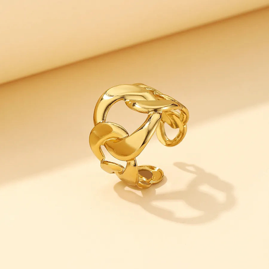Wholesale Jewelry Artistic Solid Color 304 Stainless Steel 14K Gold Plated Rings