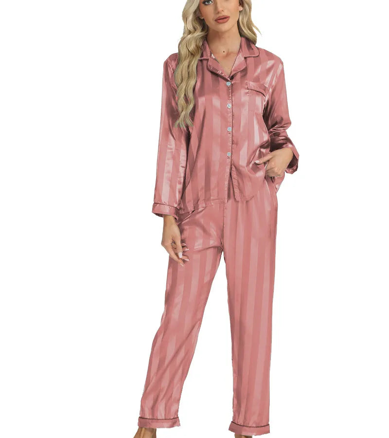 Elegant Long Sleeve Women's Home Clothes Set Sleepwear Casual Fashionable Floral Embroidery Comfortable Polyester Silk Blend