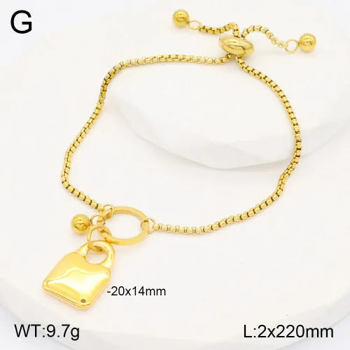 Casual Elegant Circle 304 Stainless Steel Beaded 18K Gold Plated box chain Bracelets In Bulk
