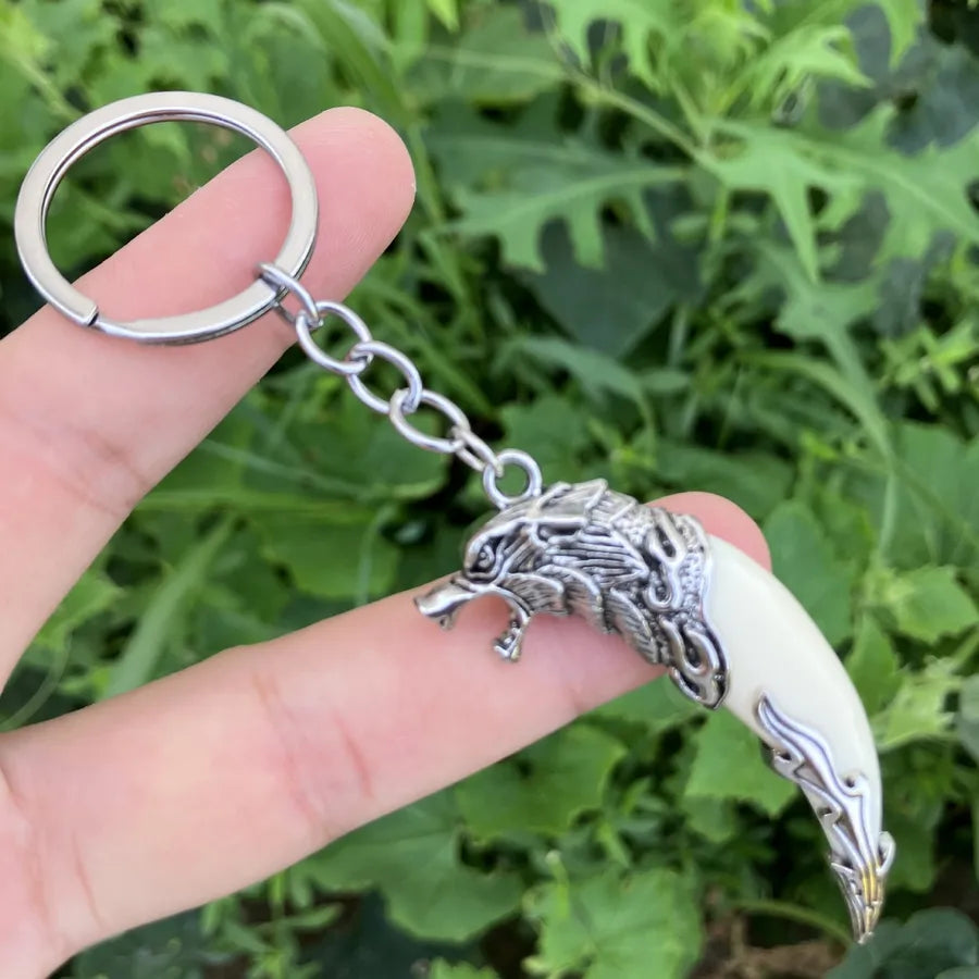 Hip-Hop Wolf Tooth Metal Men's Bag Pendant Keychain