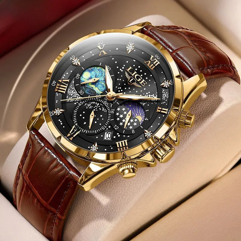 LIGE  new waterproof luminous quartz watch Youth Men's Business Watch for students Men