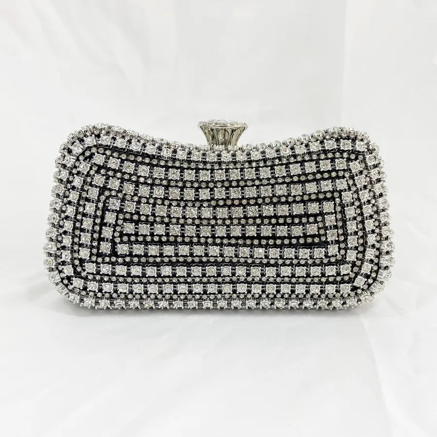 black gold silver pvc pu leather stripe rhinestone square evening bags
