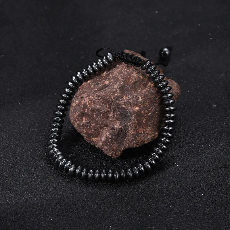 Streetwear Geometric black gallstone Unisex Drawstring Bracelets Men Beaded Bracelets