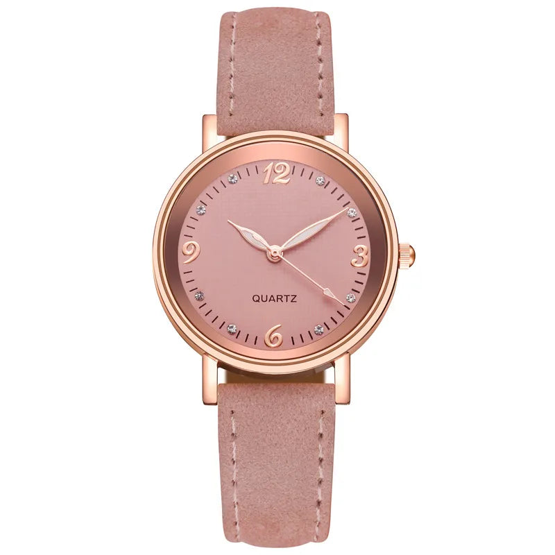 casual solid color buckle quartz women's watches