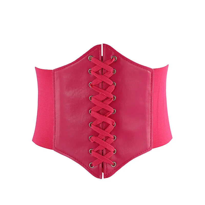 fashion solid color pu leather women's corset belts