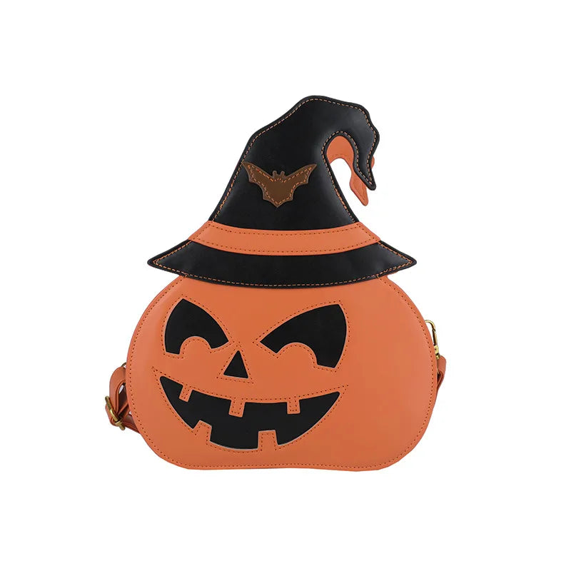 Halloween Pumpkin Women's Crossbody Bag Shoulder Bag Personality Single Strap Handbag Polyester Inner Material PU Leather