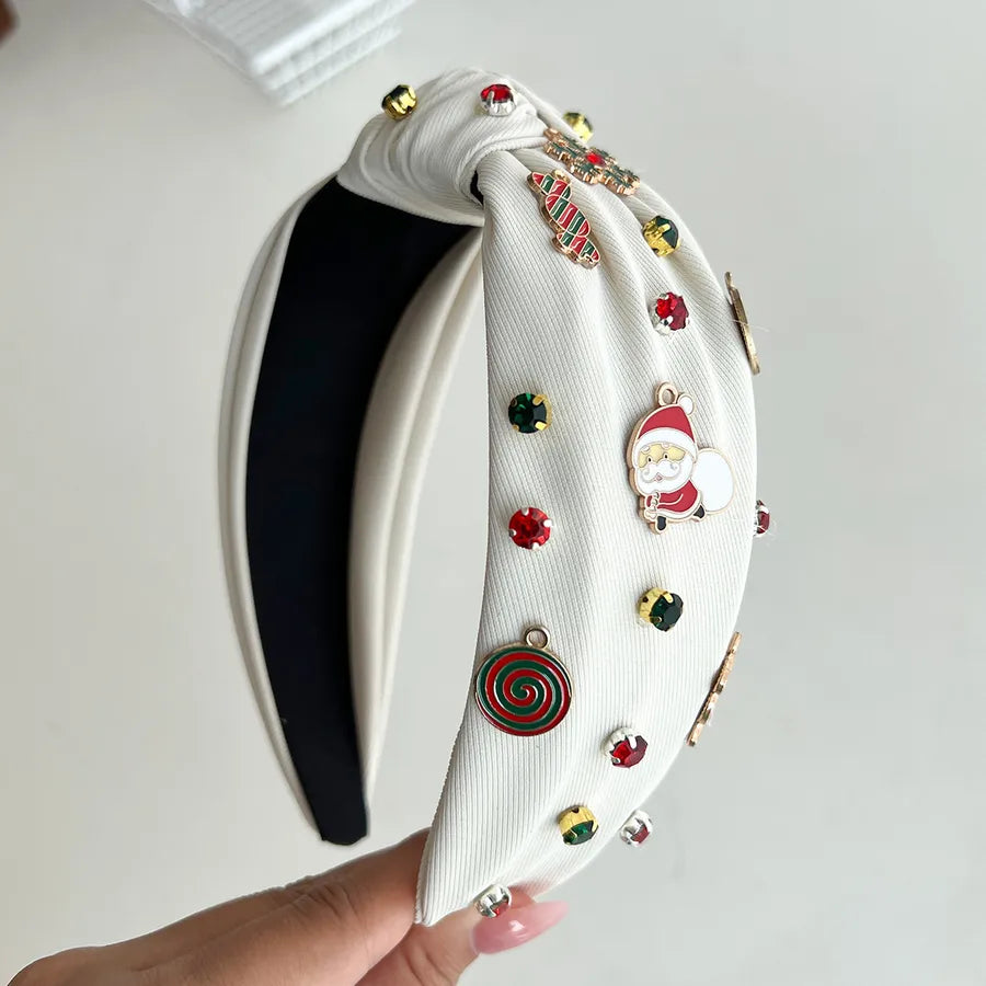 Christmas Candy Santa Claus Snowflake Hairband High Top Knot Festive Hair Accessories Women's Personalized Handmade Hairband