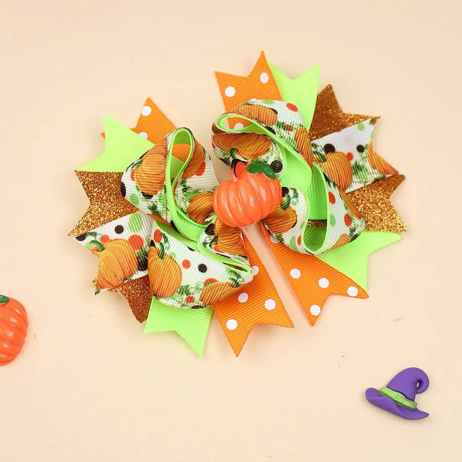 Halloween Pumpkin Skeleton Bat Hair Clip Cartoon Night Horror Movie Hair Accessories For Children