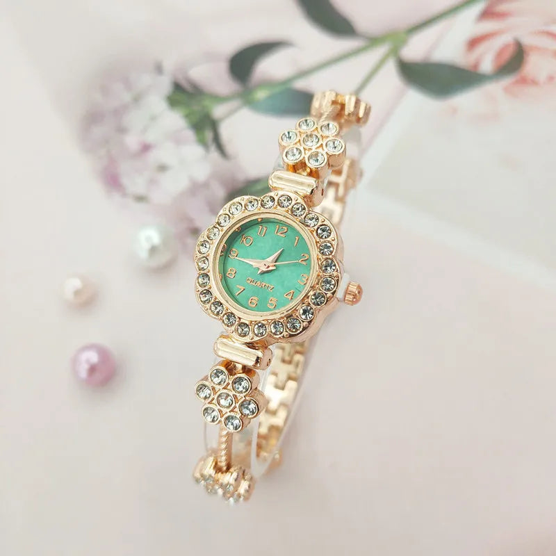Elegant Flower Single Folding Buckle Quartz Watch Women's Watches