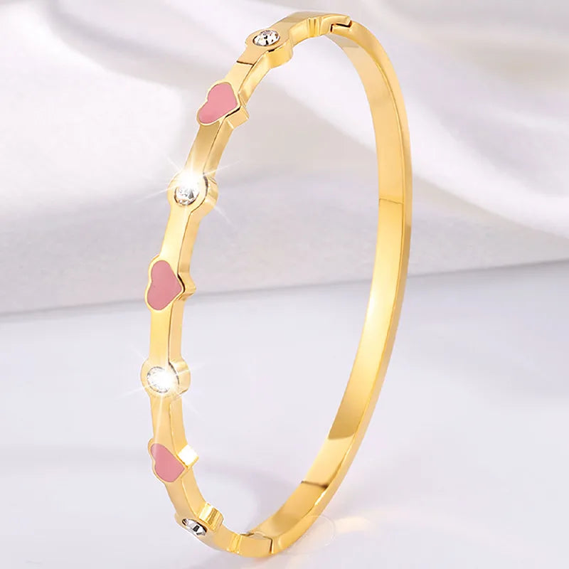 Casual Simple Style Classic Style Heart Shape 304 Stainless Steel Bangle In Bulk