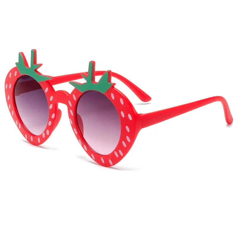 Cartoon Style Sweet Strawberry Resin Special-Shaped Mirror Rose Red Full Frame Kids Sunglasses
