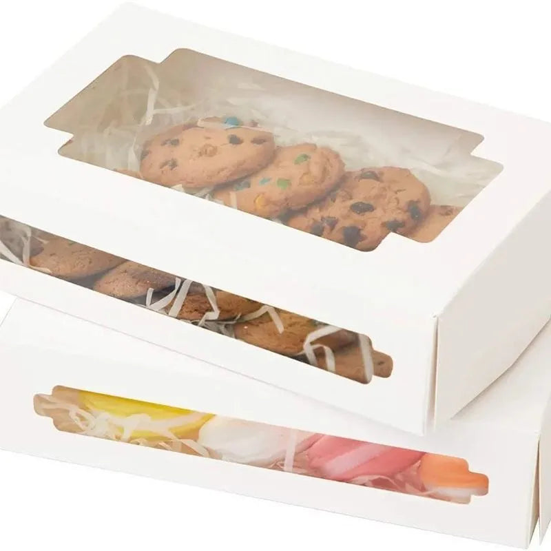 Window Opening Cake Box White Card Macaron Pastry Packaging Paper Box Dessert Food Baking Disposable Paper Cup