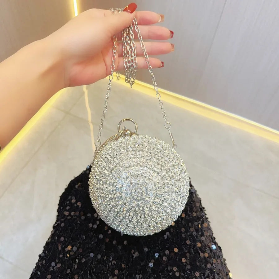 New  fashion banquet bag party  evening bag round spherical silver mini bag hand carrying evening bag