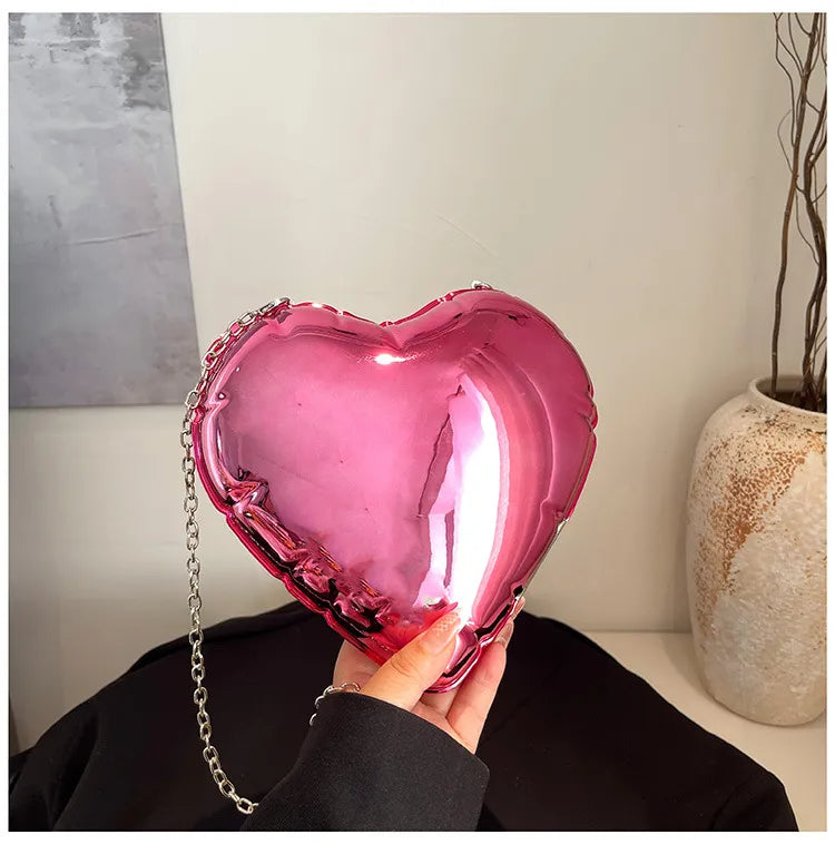 Gold Silver Pink Arylic Gradient Color Solid Color Heart-shaped Evening Bags