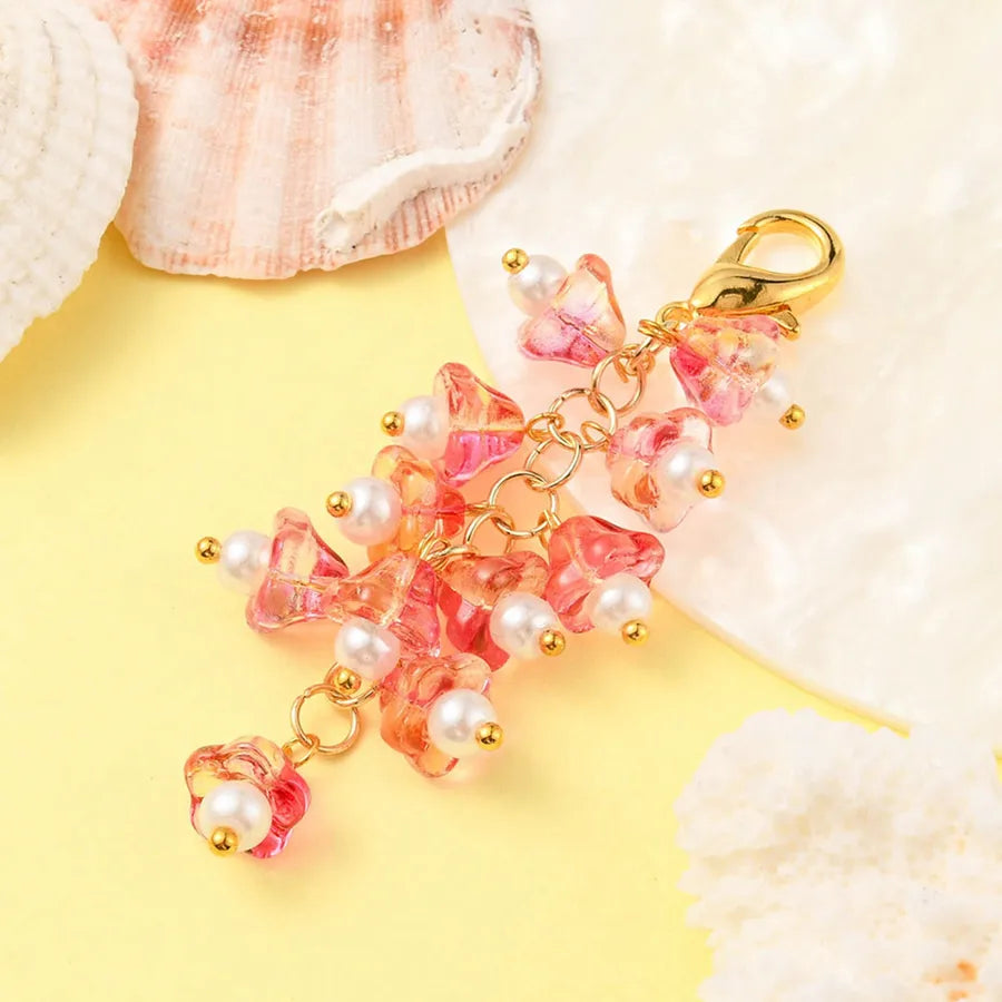 Sweet Simple Style Flower Imitation Pearl Glass Beaded Bag Pendant
