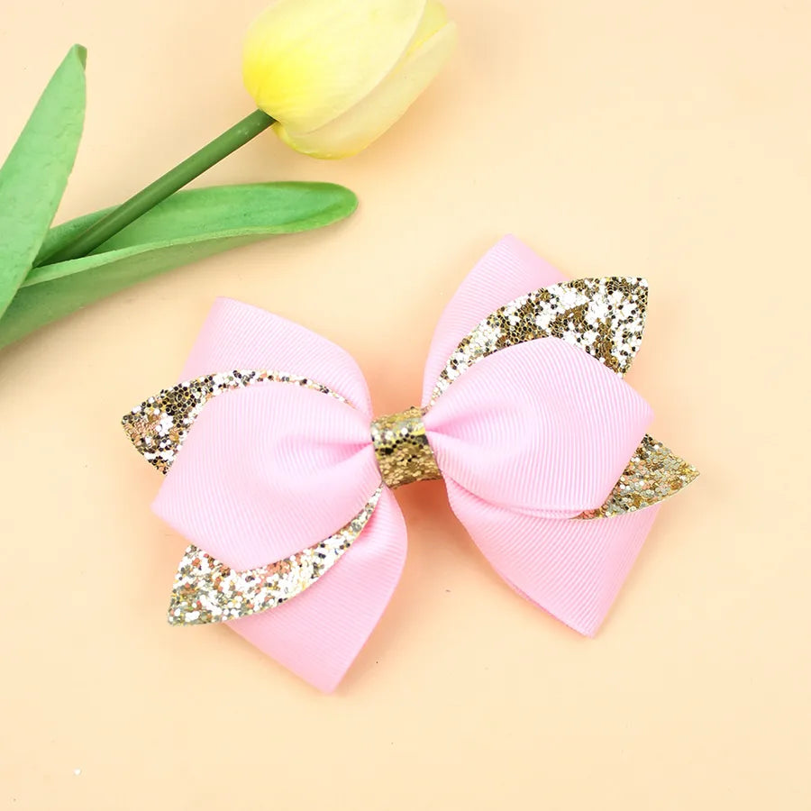 Europe and the United States new double-layer children's glitter film bow hair accessories girls hair clips cute girls hair accessories