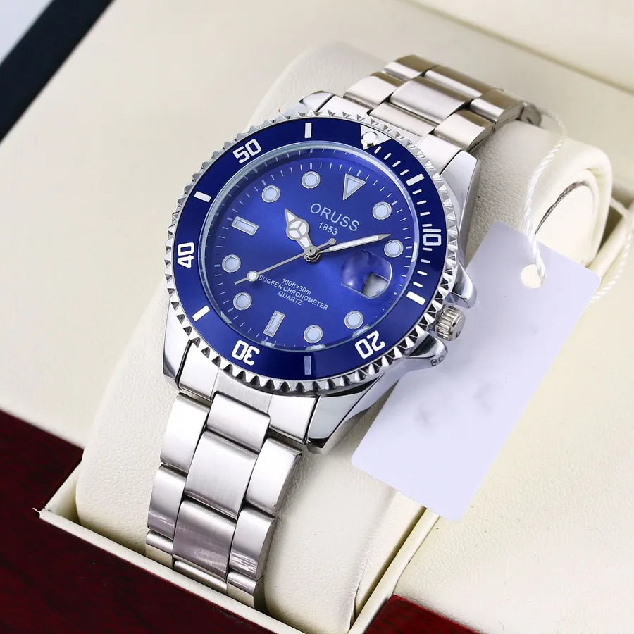 business solid color single folding buckle quartz men's watches