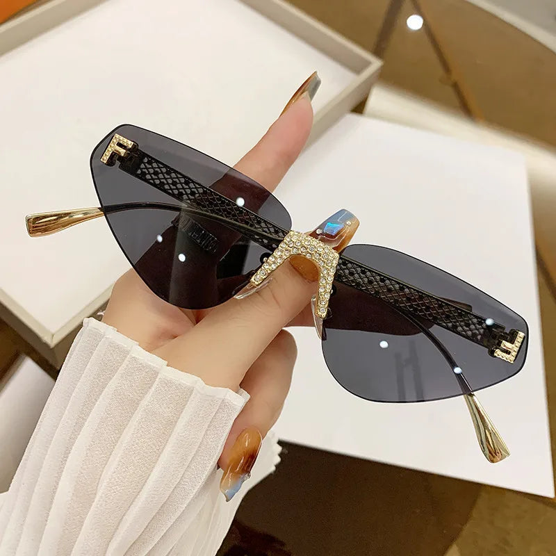 Elegant Basic Solid Color Ac Special-Shaped Mirror Frameless Women's Sunglasses