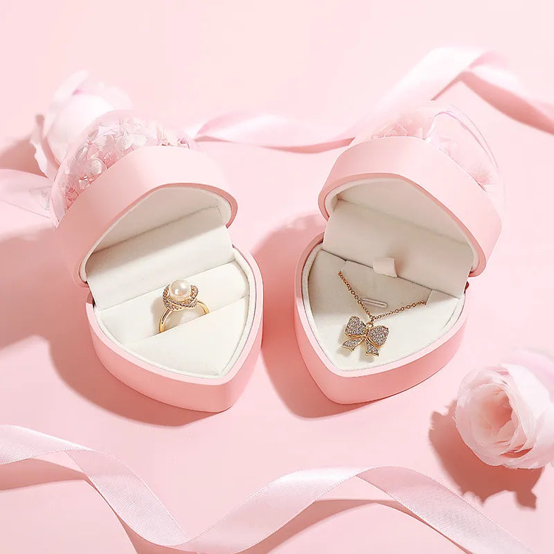 Romantic Valentine's Day Gift Box Flower Box Popular Heart-shaped Immortal Flower Gift Box Jewelry Box Ring Storage Box  Spot