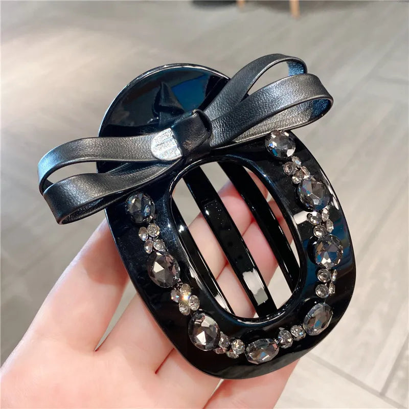 Elegant Large Size Leather Butterfly Knot Hair Clip Women's Sweet Fairy Feelings Casual Style Hair Accessories For Lazy Girls