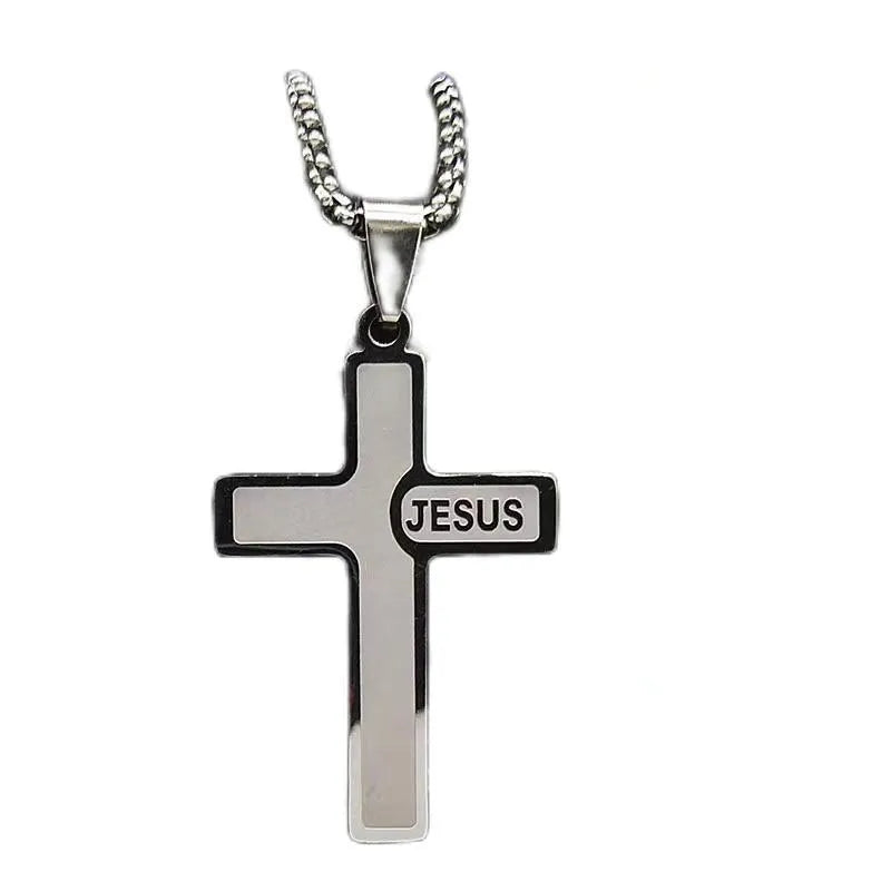Basic Modern Style Classic Style Geometric Cross Titanium Steel Polishing Men's Pendant Necklace