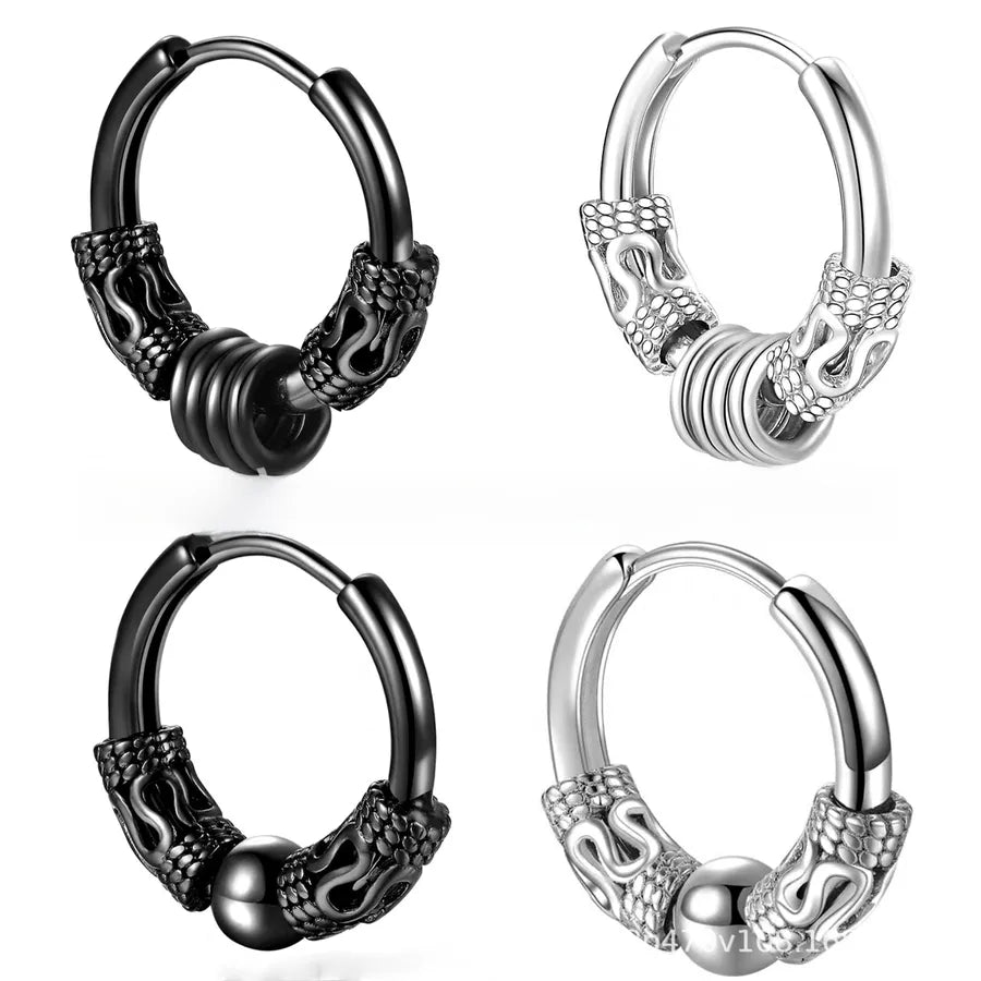Retro Circle Earrings Korean Style Earrings Trendy  Earrings Distinctive Dragon Pattern Earrings Men's and Women's Fashion Earrings Aggressive Earrings