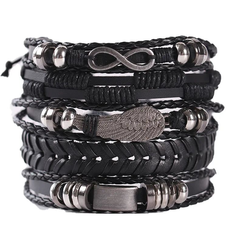 Hip-Hop Retro Geometric CCB Pu Leather Alloy Braid Men's Bracelets