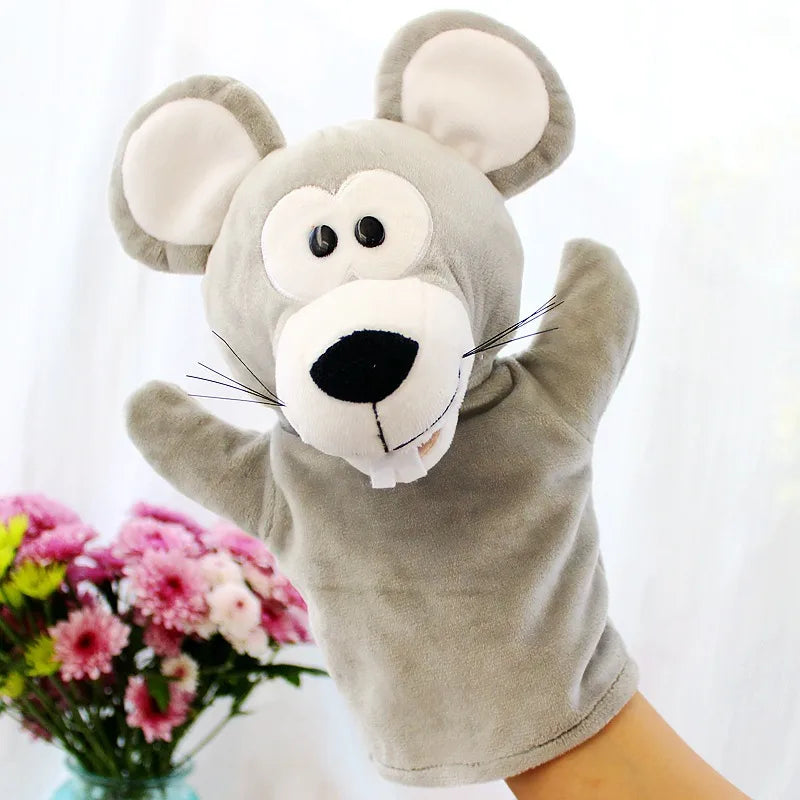Can open mouth cartoon animal plush hand puppet parent-child toy mouth can move a variety of styles  spot mixed batch