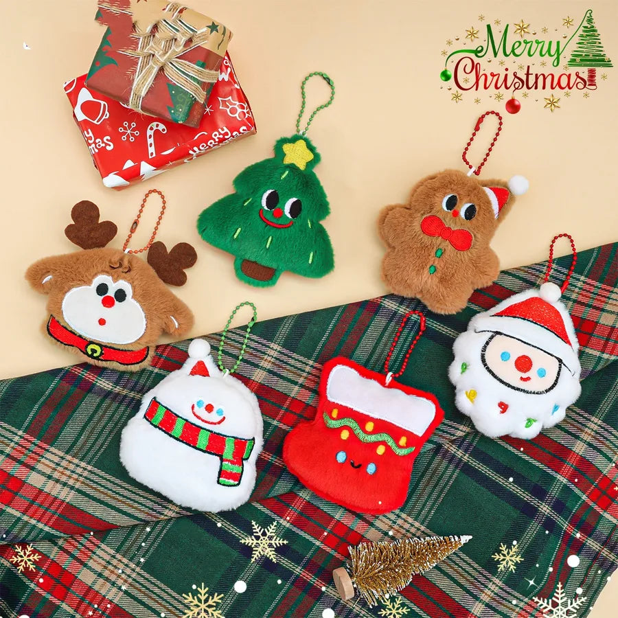 Adorable Plush Christmas Series Keychain Pendant Small Gift Street Stall Popular Miniature Hanging Ornament Soft Fabric Material