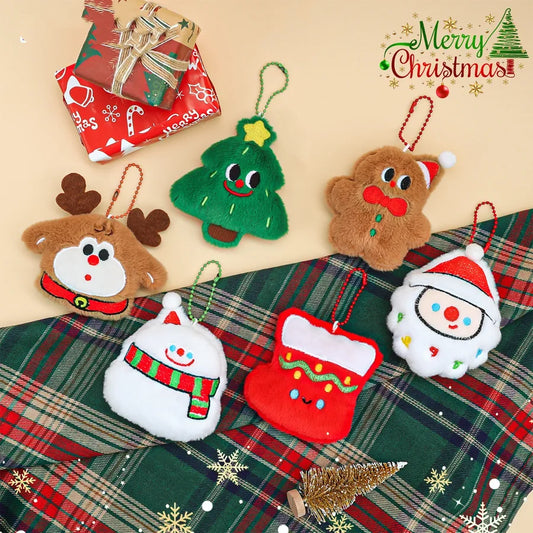 Adorable Plush Christmas Series Keychain Pendant Small Gift Street Stall Popular Miniature Hanging Ornament Soft Fabric Material