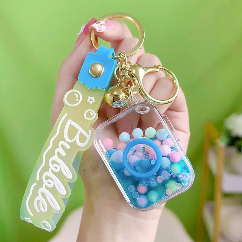 Acrylic Keychain Cute Sandflow Bottle Bag Pendant Toy Christmas Valentine Wedding Graduation Birthday Gift Keyring Decoration